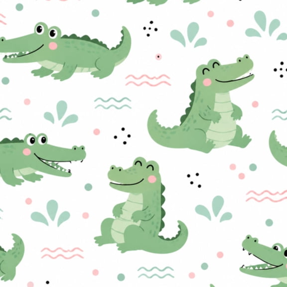 Peel and Stick Wallpaper Cute crocodile white Alligator Sticker to nursery Wall Mural 17.7in x 9.8ft Self Adhesive Removable Wall Paper Renter Friendly Wallpaper for Nursery Bedroom Cabinets