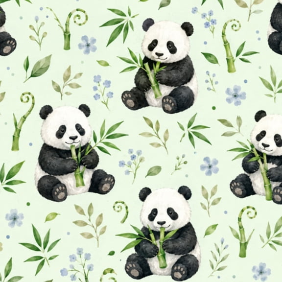 Peel and Stick Wallpaper Cute panda bamboo white Bear Watercolor Hand Wall Mural 23.6in x 9.8ft Self Adhesive Removable Wall Paper Renter Friendly Wallpaper for Nursery Bedroom Cabinets
