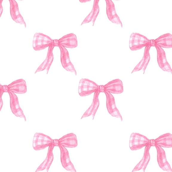 Peel and Stick Wallpaper Cute pink checkered bows Watercolor seamless white for children s 24in x 118in Contact Paper Removable Self Adhesive Wall Mural Wall Decor for Bedroom Kitchen Cabinets