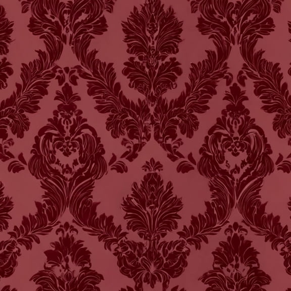 Peel and Stick Wallpaper Damask Floral Deep Red Vintage Baroque Style Wall Mural 17.7in x 9.8ft Self Adhesive Removable Wall Paper Renter Friendly Wallpaper for Nursery Bedroom Cabinets