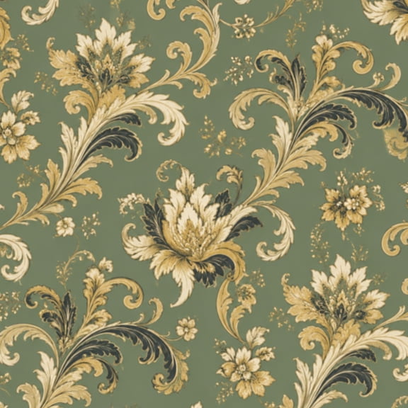 Peel and Stick Wallpaper Damask Vintage Green Victorian Antique Dark Floral Wall Mural 17.7in x 9.8ft Self Adhesive Removable Wall Paper Renter Friendly Wallpaper for Nursery Bedroom Cabinets