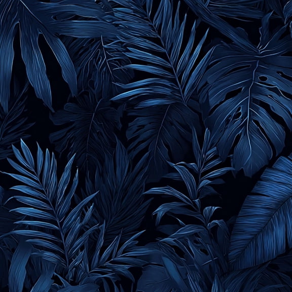 Peel and Stick Wallpaper Dark Blue Tropical Leaves Monstera Palm Jungle Foliage Wall Mural 17.7in x 9.8ft Self Adhesive Removable Wall Paper Renter Friendly Wallpaper for Nursery Bedroom Cabinets