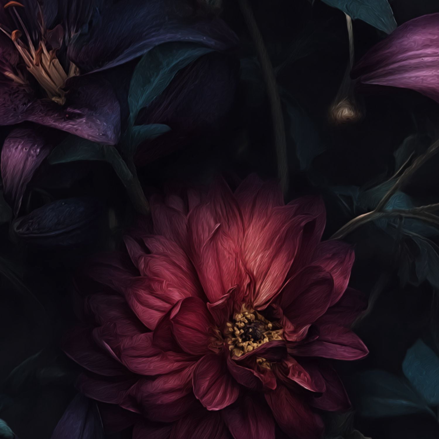 Peel and Stick Wallpaper Dark Floral Bloom Deep Red Petals Moody Botanical Wall Mural 23.6in x 9.8ft Self Adhesive Removable Wall Paper Renter Friendly Wallpaper for Bedroom