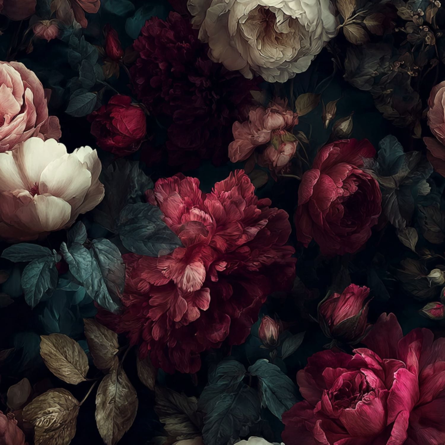 Peel and Stick Wallpaper Dark Floral Peonies Deep Red Blush Pink Ivory Blooms Wall Mural 23.6in x 9.8ft Self Adhesive Removable Wall Paper Renter Friendly Wallpaper for Nursery Bedroom Cabinets
