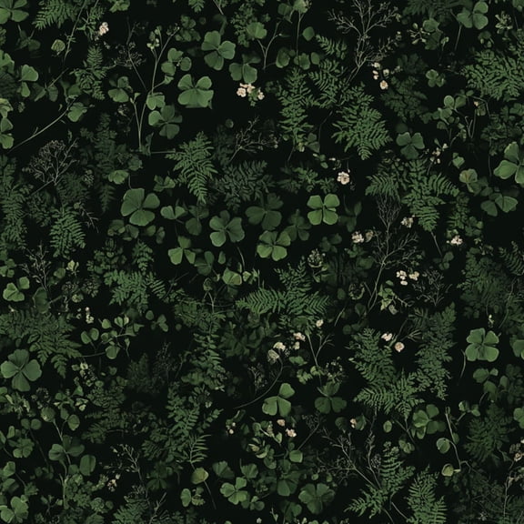 Peel and Stick Wallpaper Dark Green Botanical Ferns Clover Small White Flowers Wall Mural 17.7in x 9.8ft Self Adhesive Removable Wall Paper Renter Friendly Wallpaper for Nursery Bedroom Cabinets