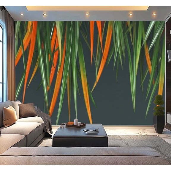 Peel and Stick Wallpaper Dark Tropical Palm Leaf Oil Painting Style Abstract Leaves Green Modern Art Wall Mural Decor Self Adhesive and Removable 100in x 144in