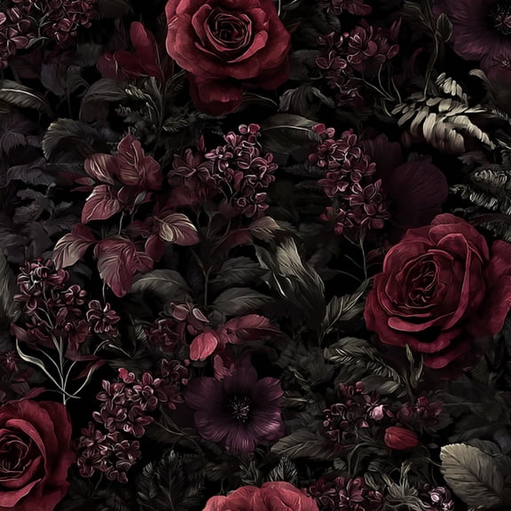 Peel and Stick Wallpaper Deep Burgundy Roses Dark Floral Black Wall Mural 23.6in x 9.8ft Self Adhesive Removable Wall Paper Renter Friendly Wallpaper for Nursery Bedroom Cabinets