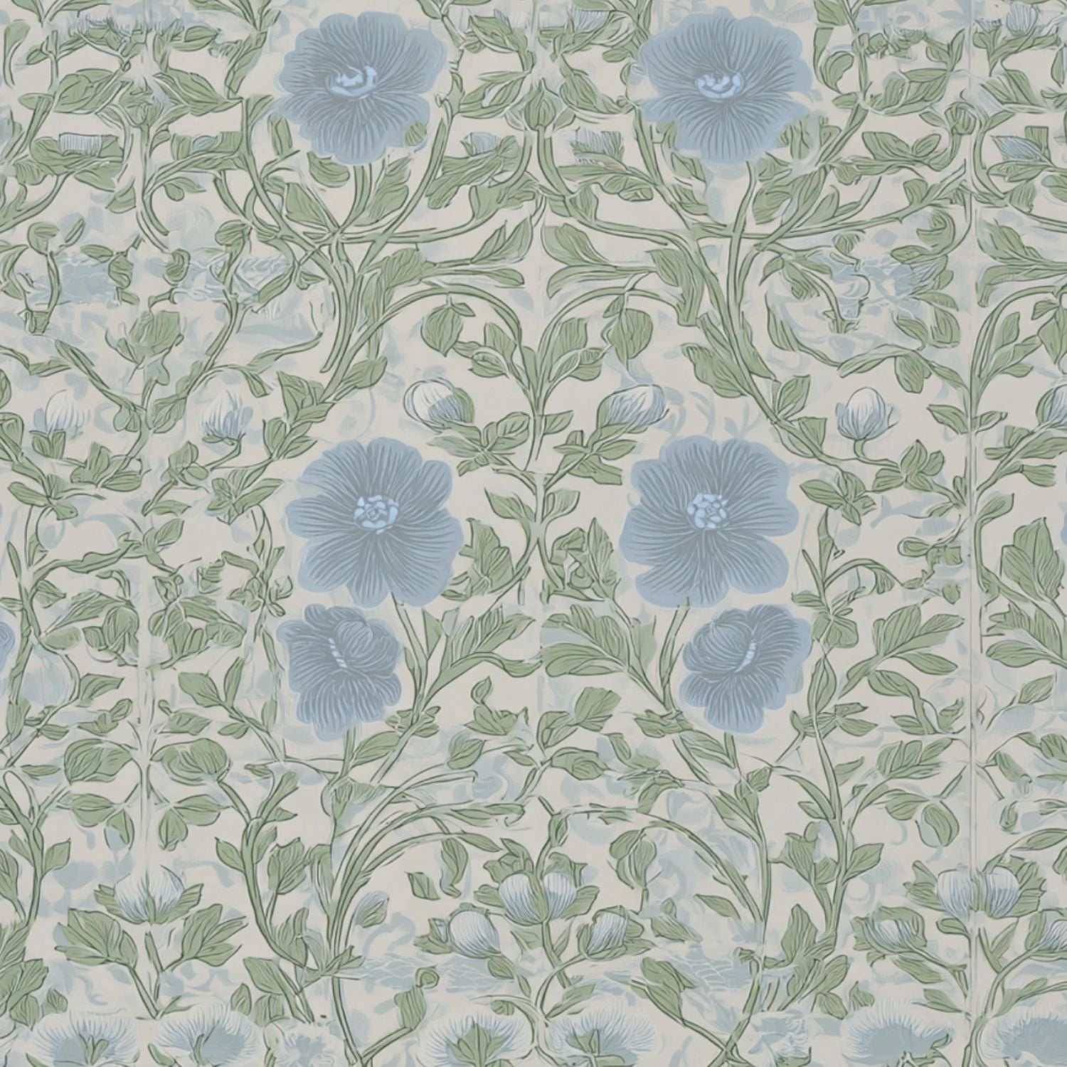 Peel and Stick Wallpaper Delicate Blue Floral Green Leaves Soft Beige Wall Mural 17.7in x 9.8ft Self Adhesive Removable Wall Paper Renter Friendly Wallpaper for Nursery Bedroom Cabinets