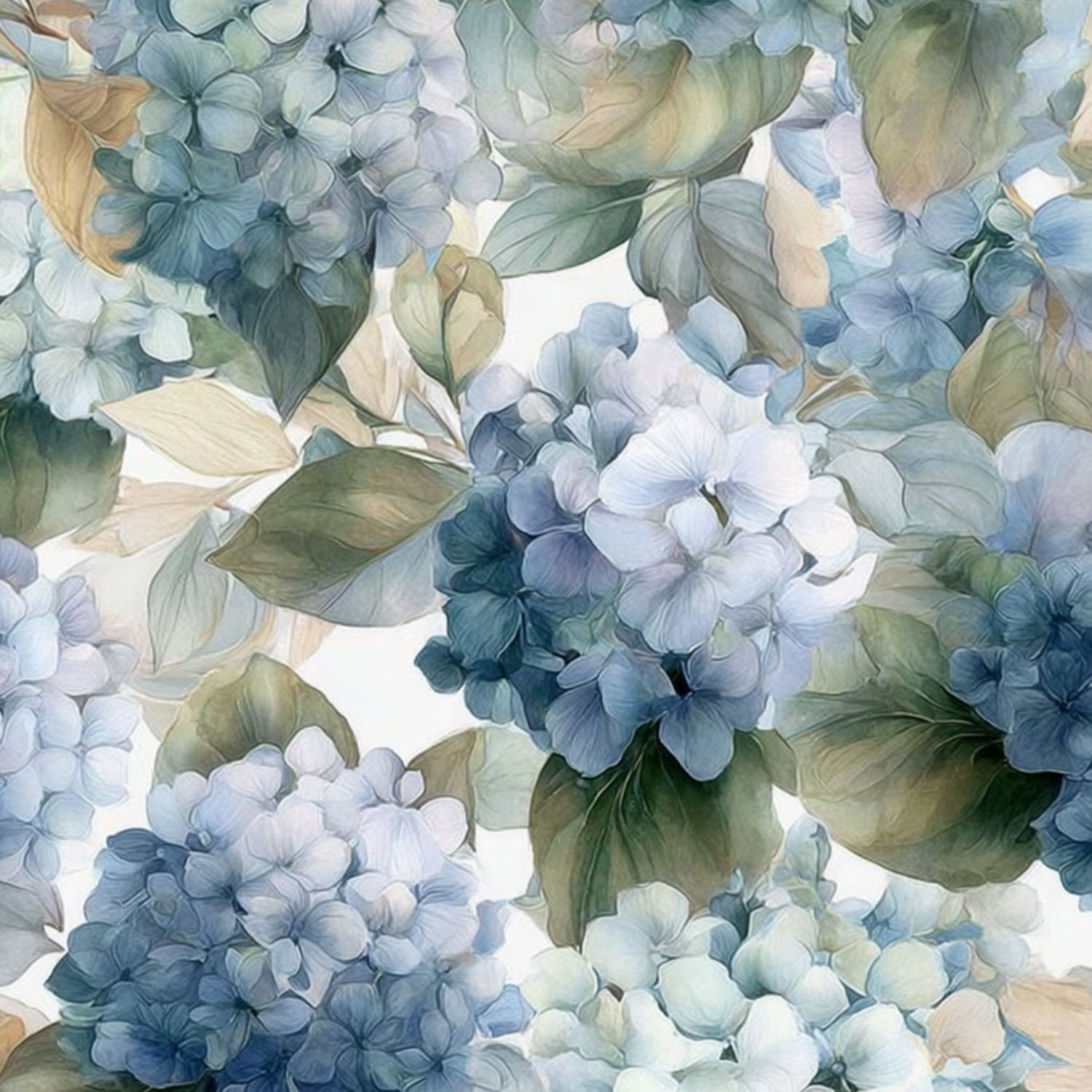Peel and Stick Wallpaper Delicate Blue Hydrangea Flower Soft Green Leaves Wall Mural 23.6in x 9.8ft Self Adhesive Removable Wall Paper Renter Friendly Wallpaper for Nursery Bedroom Cabinets
