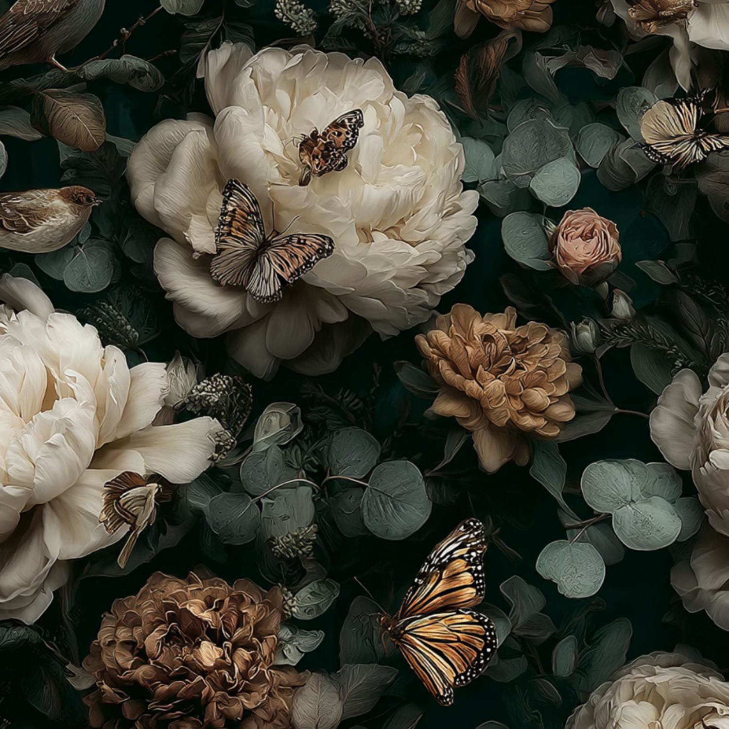 Peel and Stick Wallpaper Delicate Butterflies Blooms Elegant Floral Garden Wall Mural 23.6in x 9.8ft Self Adhesive Removable Wall Paper Renter Friendly Wallpaper for Bedroom Livingroom Office Studio
