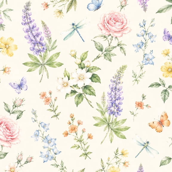 Peel and Stick Wallpaper Delicate Floral Butterflies Soft Watercolor Tones 24in x 118in Contact Paper Removable Self Adhesive Wall Mural Wall Decor for Bedroom Kitchen Cabinets