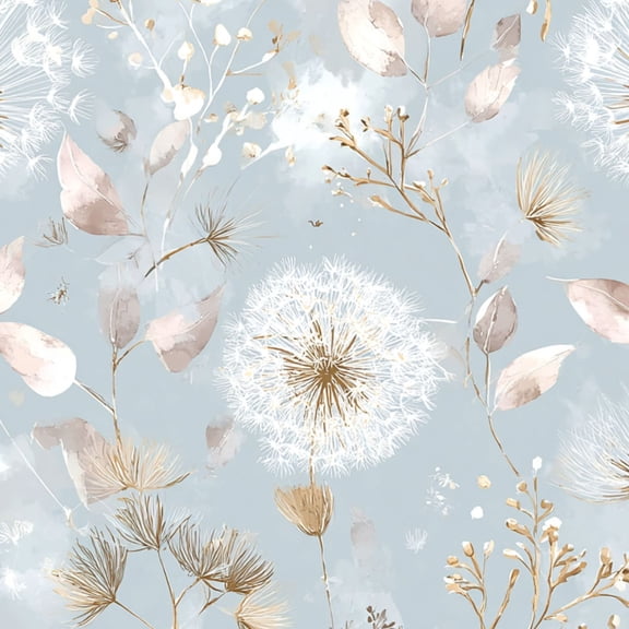 Peel and Stick Wallpaper Delicate Floral Soft Pastels Gold Accents Light Blue Wall Mural 23.6in x 9.8ft Self Adhesive Removable Wall Paper Renter Friendly Wallpaper for Nursery Bedroom Cabinets