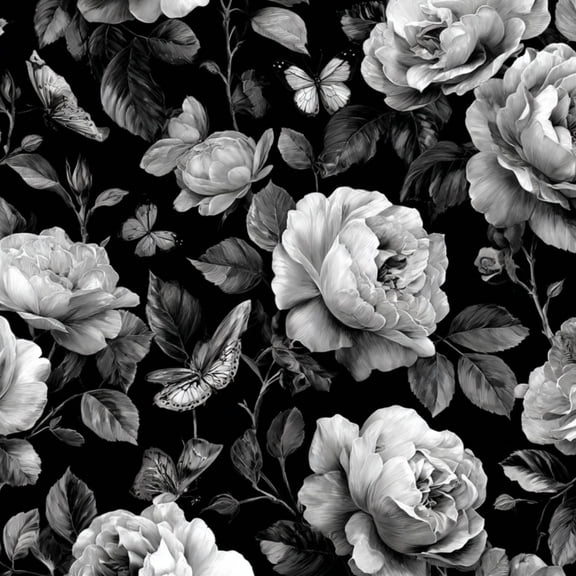 Peel and Stick Wallpaper Delicate Graphite Roses Reflective Pond 17.7in x 9.8ft Self Adhesive Boho Botanical Wall Paper Removable Floral Contact Paper for Cabinets Wall Decor, Grey
