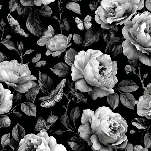 Peel and Stick Wallpaper Delicate Graphite Roses Reflective Pond 23.6in x 9.8ft Self Adhesive Boho Botanical Wall Paper Removable Floral Contact Paper for Cabinets Wall Decor, Grey