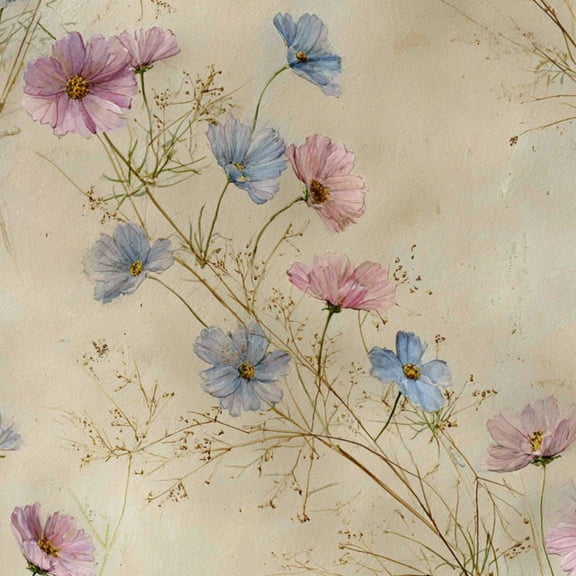 Peel and Stick Wallpaper Delicate Hand Painted Wildflower Watercolor Wall Art Wall Paper 17.7in x 9.8ft Self Adhesive Removable Boho Floral Contact Paper for Nursery Bedroom Cabinets