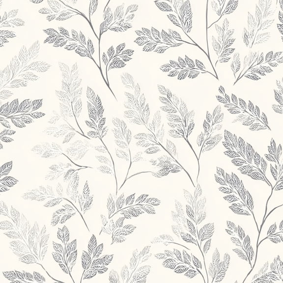 Peel and Stick Wallpaper Delicate Leaf Gray Cream Tones Wall Mural 23.6in x 9.8ft Self Adhesive Removable Wall Paper Renter Friendly Wallpaper for Kids Bedroom Livingroom