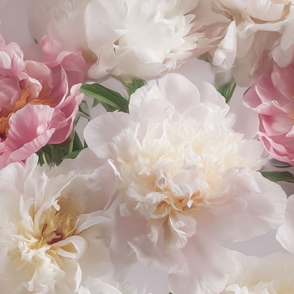 Peel and Stick Wallpaper Delicate Pink White Peony Flowers Soft Bloom Wall Mural 17.7in x 9.8ft Self Adhesive Removable Wall Paper Renter Friendly Wallpaper for Nursery Bedroom Cabinets