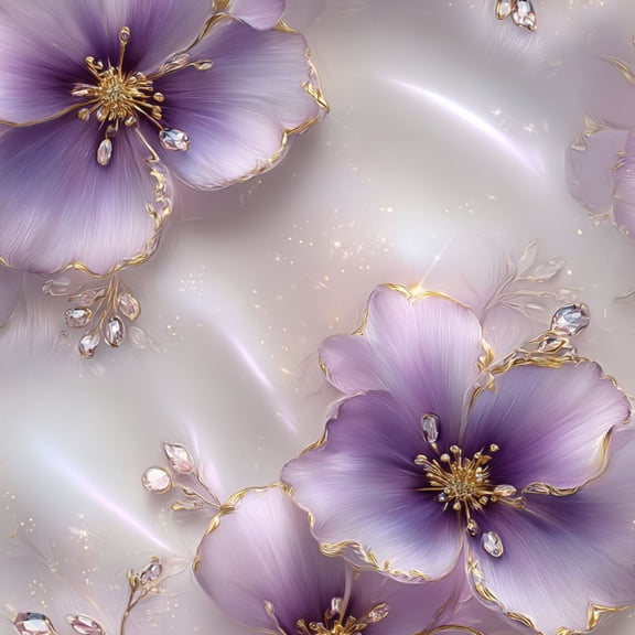 Peel and Stick Wallpaper Delicate Purple Floral Design Gold Accents Gemstone Wall Mural 23.6in x 9.8ft Self Adhesive Removable Wall Paper Renter Friendly Wallpaper for Nursery Bedroom