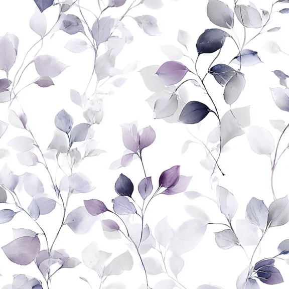 Peel and Stick Wallpaper Delicate Purple Watercolor Leaves White 24in x 118in Contact Paper Removable Self Adhesive Wall Mural Wall Decor for Bedroom Kitchen Cabinets