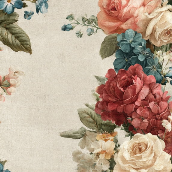 Peel and Stick Wallpaper Distressed Paper Floral Watercolor Cascading Roses Hydrangeas Wall Paper 17.7in x 9.8ft Self Adhesive Removable Boho Floral Contact Paper for Nursery Bedroom Cabinets
