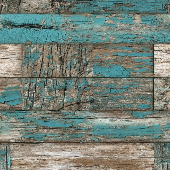 Peel and Stick Wallpaper Distressed Wooden Planks Turquoise Paint Natural Wood Wall Mural 17.7in x 9.8ft Self Adhesive Removable Wall Paper Renter Friendly Wallpaper for Nursery Bedroom Cabinets