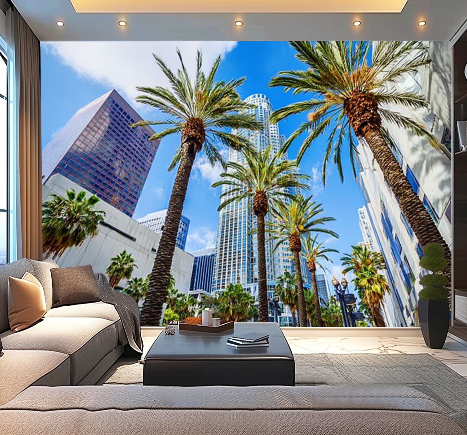 Peel and Stick Wallpaper Downtown Los Angeles California skyline ...