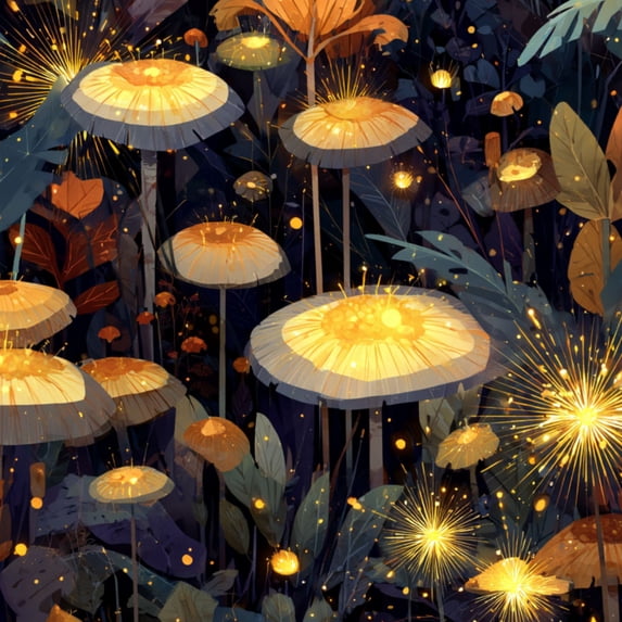 Peel and Stick Wallpaper Dreamlike Golden Mushroom Clearing High Contrast Fantasy Art Wall Mural 17.7in x 9.8ft Self Adhesive Removable Wall Paper Renter Friendly Wallpaper for Bedroom Cabinets