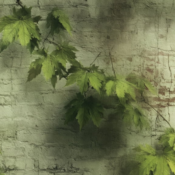 Peel and Stick Wallpaper Dreamy Green Leaves Weathered White Brick Wall Wall Mural 17.7in x 9.8ft Self Adhesive Removable Wall Paper Renter Friendly Wallpaper for Bedroom Cabinets