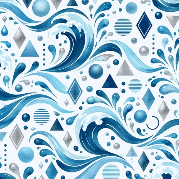 Peel and Stick Wallpaper Dynamic Ocean Waves blue Geometric Shapes Shades water splash 17.7"x118" Contact Paper Removable Self Adhesive Waterproof Wall Decor for Bedroom Kitchen Cabinets