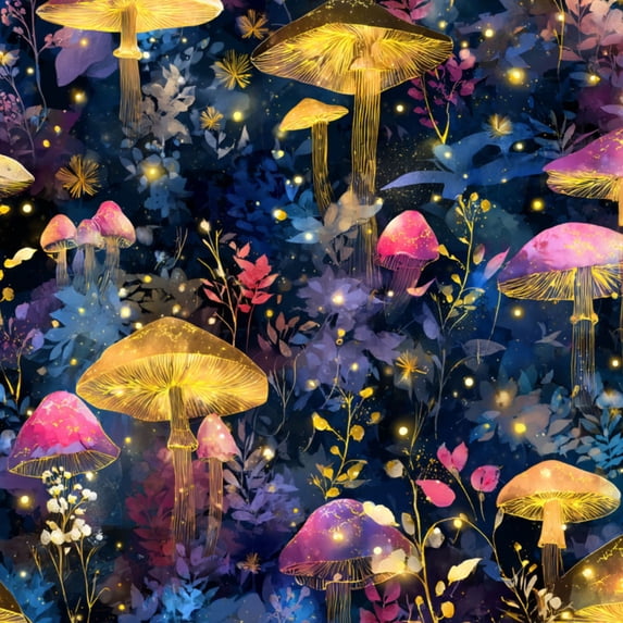 Peel and Stick Wallpaper Eerie Fairy Tale Forest Soft Glowing Mushrooms Wall Mural 17.7in x 9.8ft Self Adhesive Removable Wall Paper Renter Friendly Wallpaper for Nursery Bedroom Cabinets