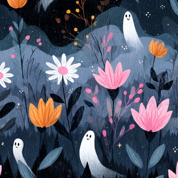 Peel and Stick Wallpaper Eerie Halloween Flowers Glowing Orbs Mystical Meadow Wall Mural 17.7in x 9.8ft Self Adhesive Removable Wall Paper Renter Friendly Wallpaper for Nursery Bedroom