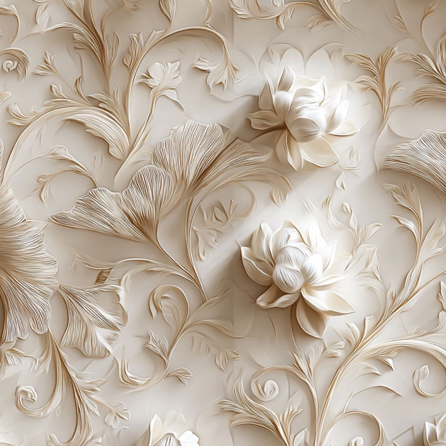 Peel and Stick Wallpaper Elegant 3D Floral Soft Beige Tones Delicate Blossoms Wall Mural 17.7in x 9.8ft Self Adhesive Removable Wall Paper Renter Friendly Wallpaper for Nursery Bedroom Cabinets