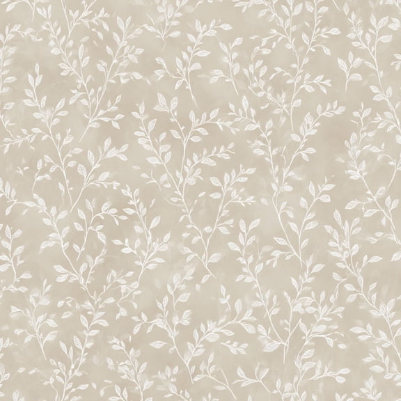 Peel and Stick Wallpaper Elegant Beige Floral Vine Delicate White Leaves Wall Mural 23.6in x 9.8ft Self Adhesive Removable Wall Paper Renter Friendly Wallpaper for Nursery Bedroom Cabinets