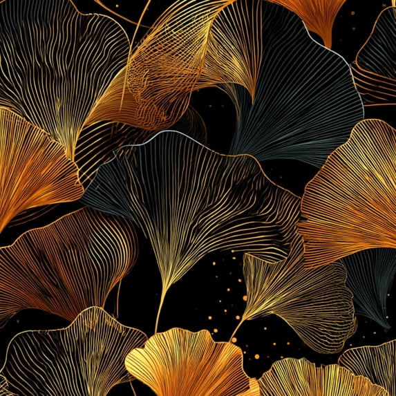 Peel and Stick Wallpaper Elegant Black Gold Ginkgo Leaf Design Wall Mural 17.7in x 9.8ft Self Adhesive Removable Wall Paper Renter Friendly Wallpaper for Nursery Bedroom Cabinets