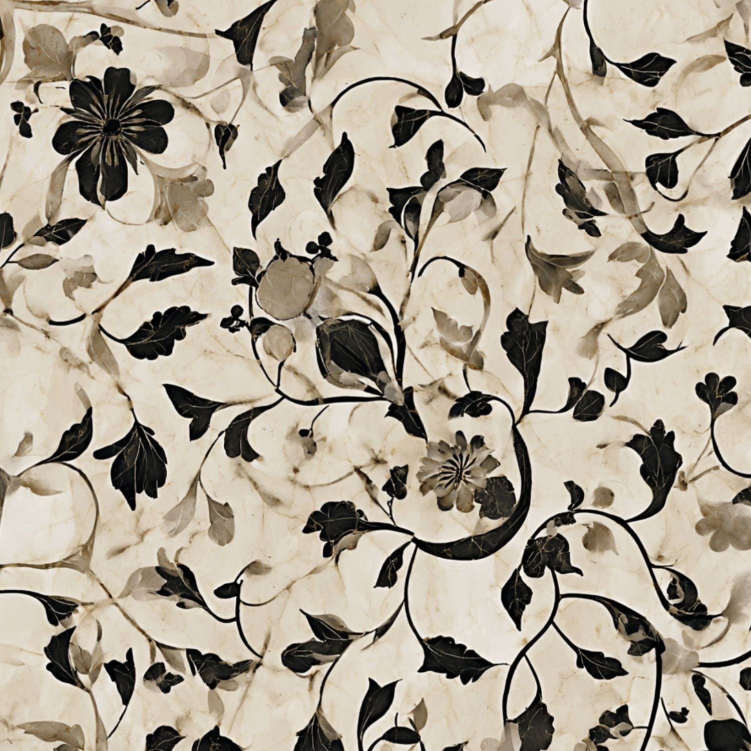 Peel and Stick Wallpaper Elegant Black White Floral Beige Wall Mural 17.7in x 9.8ft Self Adhesive Removable Wall Paper Renter Friendly Wallpaper for Nursery Bedroom Cabinets