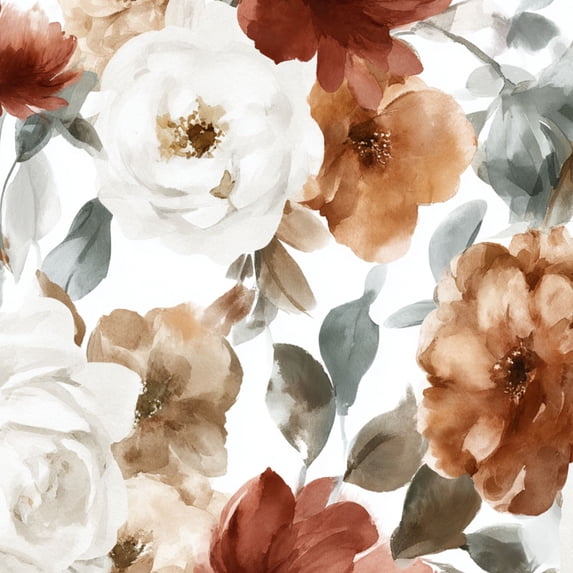 Peel and Stick Wallpaper Elegant Floral Watercolor Design Soft Reds Oranges Whites Wall Mural 23.6in x 9.8ft Self Adhesive Removable Wall Paper Renter Friendly Wallpaper for Bedroom