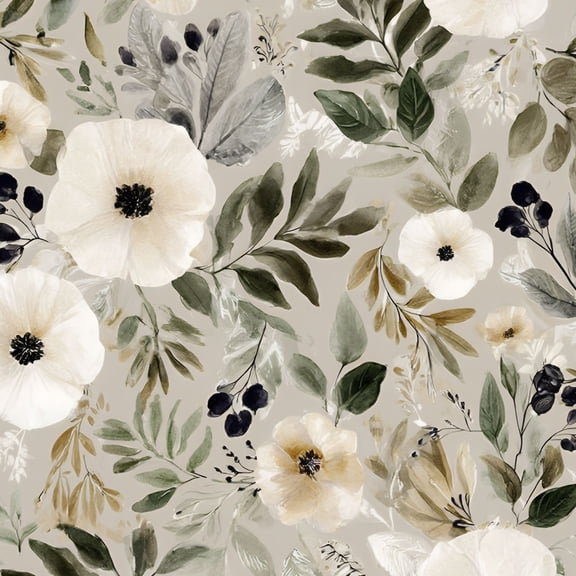 Peel and Stick Wallpaper Elegant Floral White Greenery Neutral 17.7in x 118in Contact Paper Removable Self Adhesive Wall Mural Wall Decor for Bedroom Kitchen Cabinets