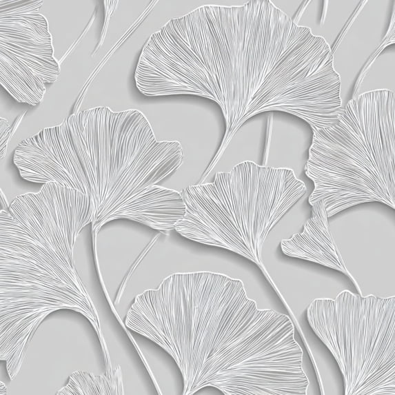 Peel and Stick Wallpaper Elegant Ginkgo Leaf White Gray Tones Wall Mural 17.7in x 9.8ft Self Adhesive Removable Wall Paper Renter Friendly Wallpaper for Nursery Bedroom Cabinets