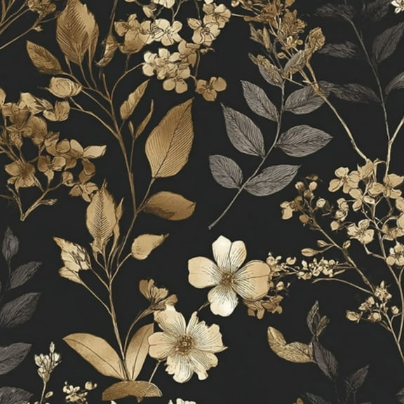 Peel and Stick Wallpaper Elegant Gold Beige Floral Black Wall Mural 17.7in x 9.8ft Self Adhesive Removable Wall Paper Renter Friendly Wallpaper for Nursery Kitchen Bedroom Cabinets