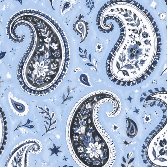 Peel and Stick Wallpaper Elegant Paisley Border Soft Blue Floral Motifs Wall Mural 17.7in x 9.8ft Self Adhesive Removable Wall Paper Renter Friendly Wallpaper for Nursery Bedroom Cabinets