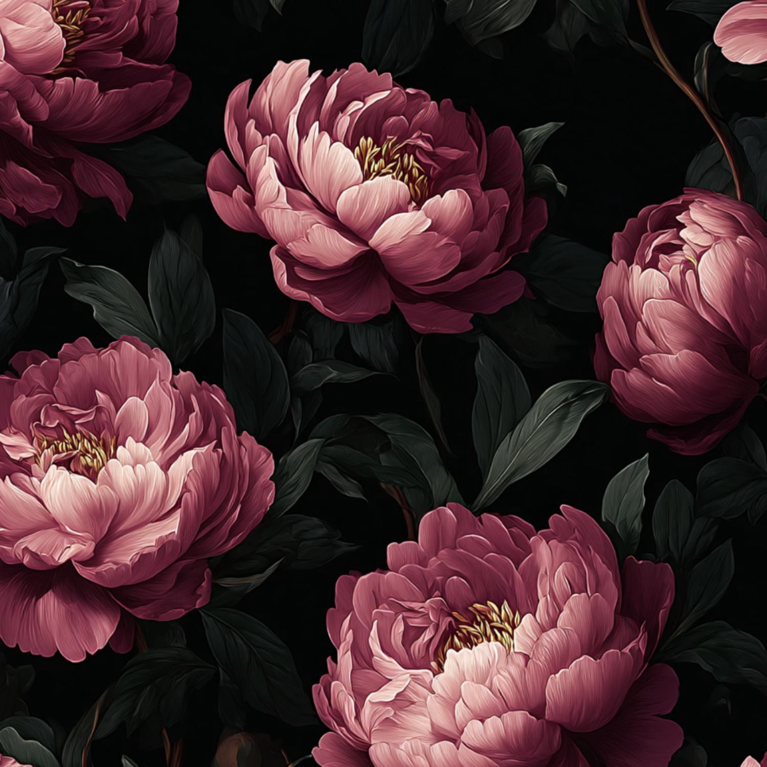 Peel and Stick Wallpaper Elegant Peony Flower Dark Wall Mural 23.6in x 9.8ft Self Adhesive Removable Wall Paper Renter Friendly Wallpaper for Nursery Bedroom Cabinets