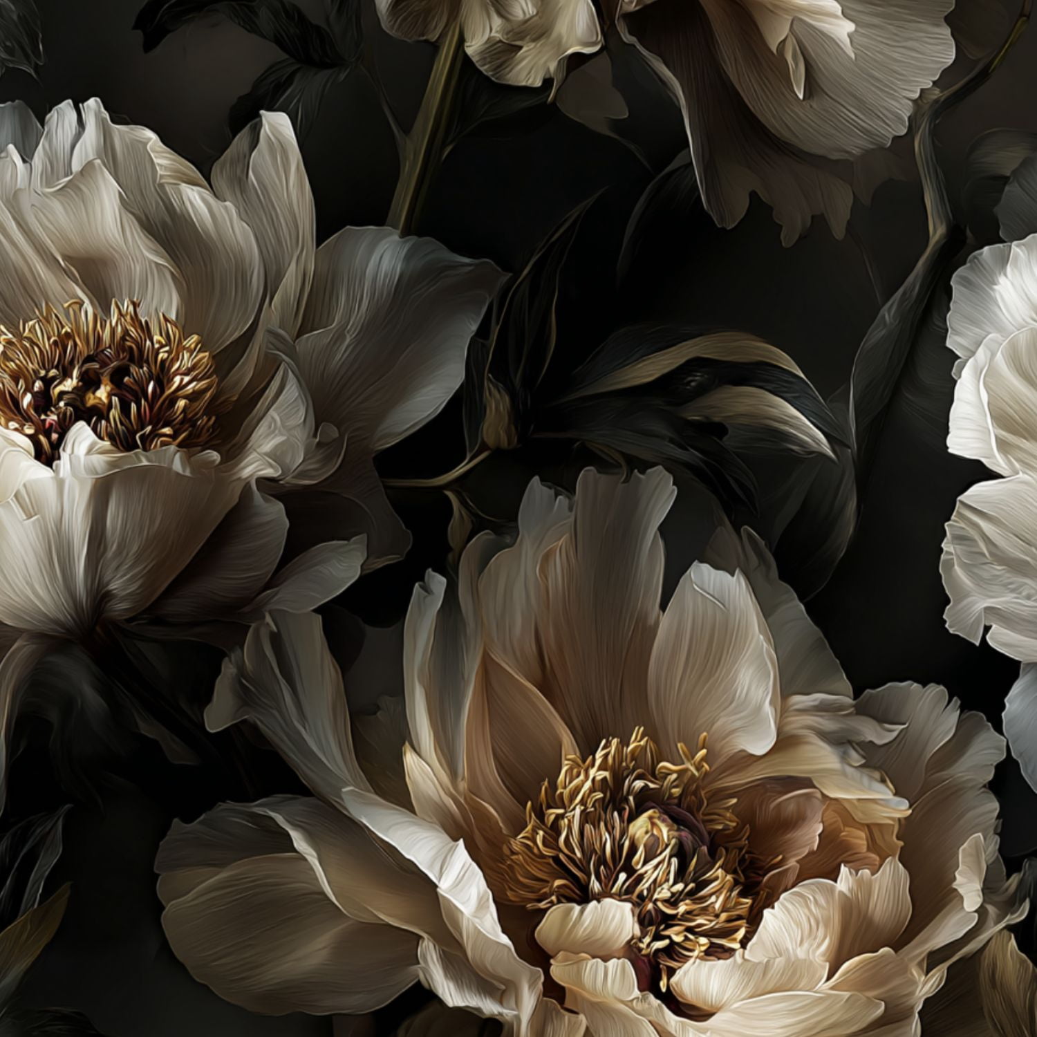 Peel and Stick Wallpaper Elegant Peony Flowers Soft Beige White Tones Dark Wall Mural 23.6in x 9.8ft Self Adhesive Removable Wall Paper Renter Friendly Wallpaper for Nursery Bedroom Cabinets