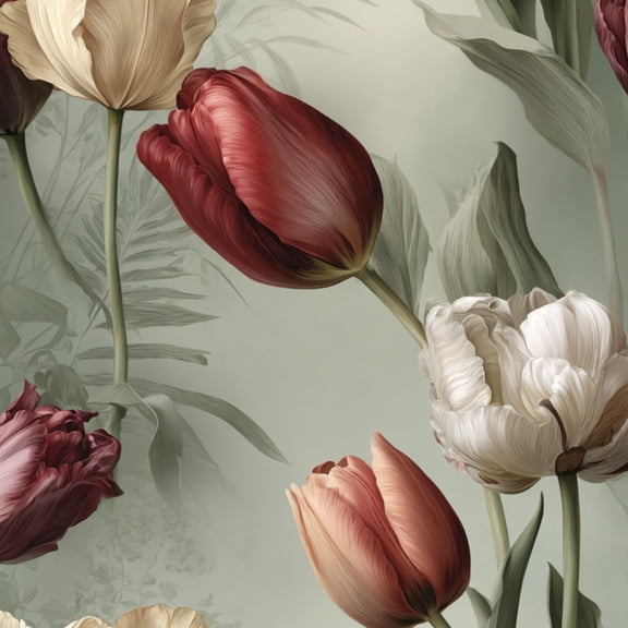 Peel and Stick Wallpaper Elegant Tulip Botanical Art Print Soft Color Gradients Wall Mural 17.7in x 9.8ft Self Adhesive Removable Renter Friendly Wall Paper Decor for Walls Cabinets Home