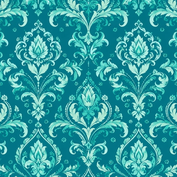 Peel and Stick Wallpaper Elegant Turquoise Floral Damask Vintage Ornamental Design 17.7in x 118in Contact Paper Removable Self Adhesive Wall Mural Wall Decor for Bedroom Kitchen Cabinets