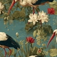 thumbnail image 1 of Peel and Stick Wallpaper Elegant Water birds Lilies Lotus Flowers Vintage Wall Mural 17.7in x 9.8ft Self Adhesive Removable Wall Paper Renter Friendly Wallpaper for Bedroom Kitchen Bathroom, 1 of 8