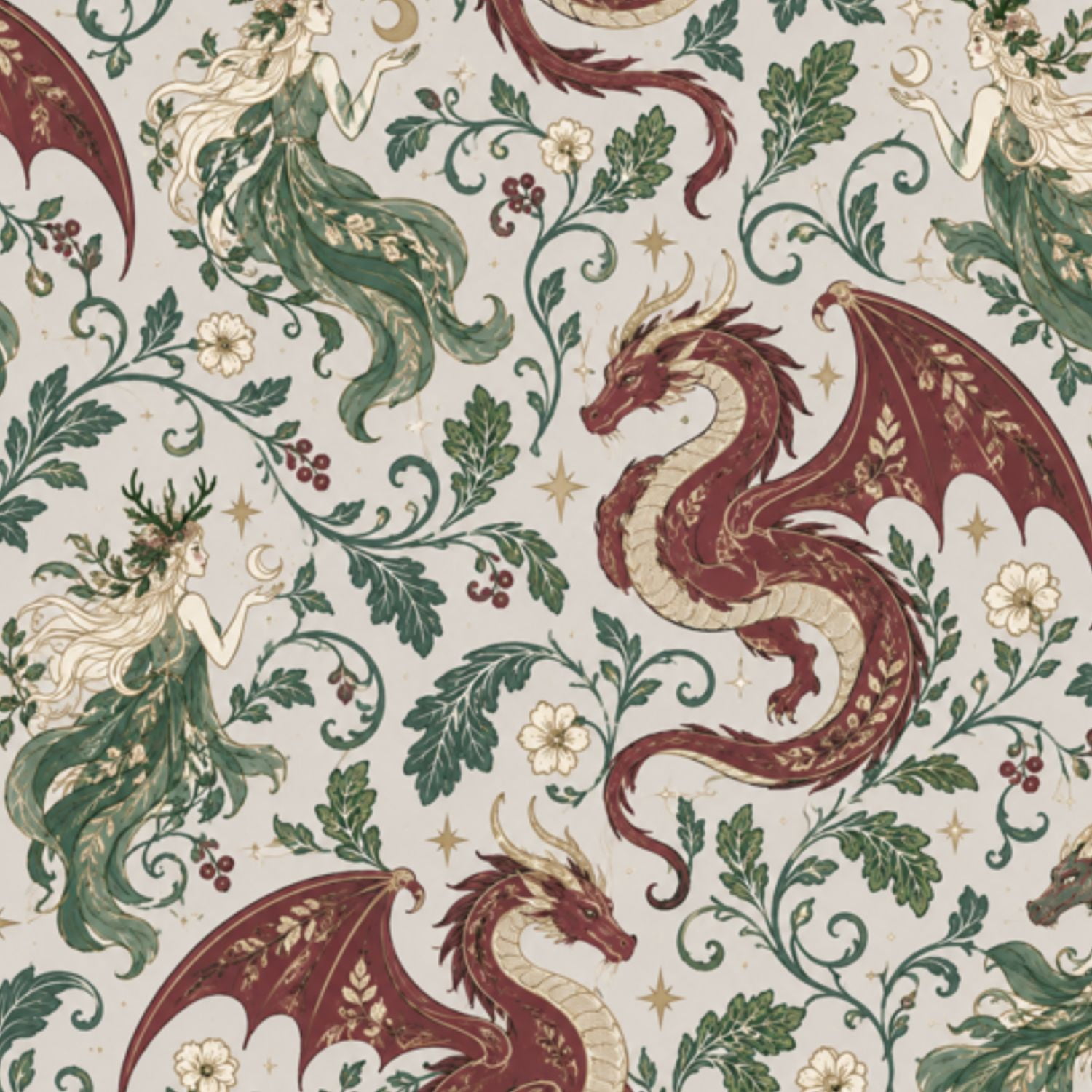 Peel and Stick Wallpaper Enchanting Dragon Sorceress an Autumn Fantasy ...