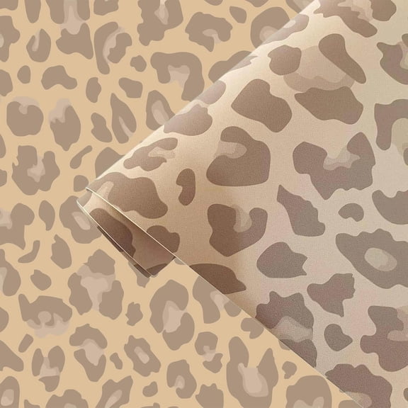 Peel and Stick Wallpaper, Extra Thick Self Adhesive Removable Wallpaper, Leopard Print Animal Pattern, Beige Neutral for Bedroom Living Room 17.7in x 124in
