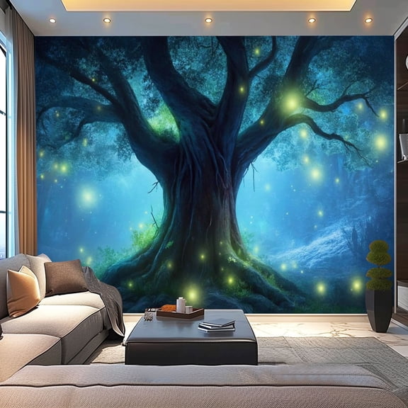 Peel and Stick Wallpaper Fairy Tree Mystic Forest Removable Self Adhesive Ancient Tree Twisting Modern Art Wall Mural Decor Self Adhesive and Removable 100in x 144in