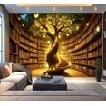 thumbnail image 1 of Peel and Stick Wallpaper Fantasy Library Magical Bookshelf Enchanting Butterflies Tree Books Modern Art Wall Mural Decor Self Adhesive and Removable 100in x 144in, 1 of 8