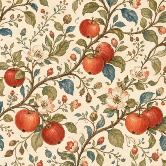 Peel and Stick Wallpaper Farmhouse Decor Apples Botanical Floral 17.7in x 118in Contact Paper Removable Self Adhesive Wall Mural Wall Decor for Bedroom Kitchen Cabinets
